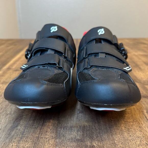 Peloton Cycling Shoes w/Delta Cleats Hook-And-Latch Closure Black Red Size EU 48 - Picture 5 of 10
